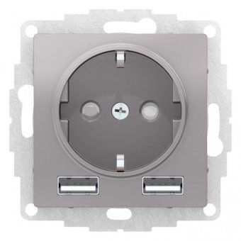 розетка 1-м сп atlasdesign 16а ip20 с 2-мя заряд. устройствами usb тип a+a 5в/2.4а 2х5в/1.2а механизм алюм. se atn000330 от магазина Штепсель и батарейка. - фото_3