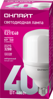 лампа светодиодная высокомощная 82 902 oll-t100-40-230-840-e27e40 40вт 4000к нейтр. бел. e27/e40 3200лм 176-264в онлайт 82902 от магазина Штепсель и батарейка. - фото_2