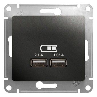 розетка usb 2-м сп glossa тип a+a 5в/2100ма 2х5в/1050ма механизм антрацит se gsl000733 от магазина Штепсель и батарейка.