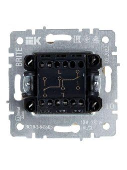 выключатель проходной 2-кл. сп brite вс10-2-6-бркр 10а механизм беж. iek br-v22-0-10-k10 от магазина Штепсель и батарейка. - фото_5