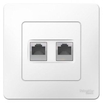 розетка компьютерная + телефонная 2-м сп blanca rj45 кат.5e + rj11 бел. se blnis045111 от магазина Штепсель и батарейка. - фото_3