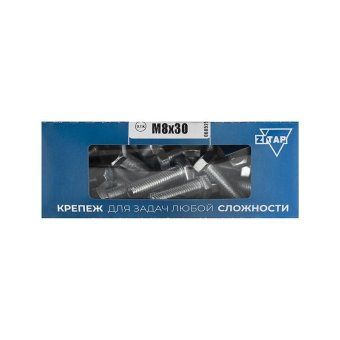 болт с шестигранной головкой м8х30 din 933 оцинк. (коробка с окном) (уп.30шт) tech-krep/zitar 105209 от магазина Штепсель и батарейка.