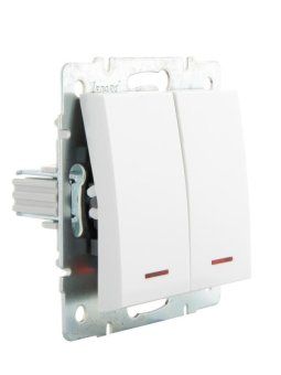 выключатель 2-кл. сп rain ip20 с подсветкой механизм бел. lezard 703-0288-112 от магазина Штепсель и батарейка.