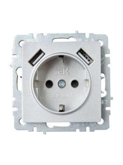розетка brite рюш10-1-бра 16а с usb a+a 2.1а с заземл. защ. шторки механизм алюм. iek br-r14-16-u21-d21-k47 от магазина Штепсель и батарейка. - фото_2