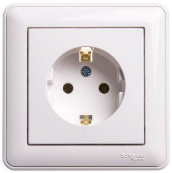 розетка 1-м сп w59 16а ip20 с заземл. без защ. шторок бел. se rs16-154-18 от магазина Штепсель и батарейка.