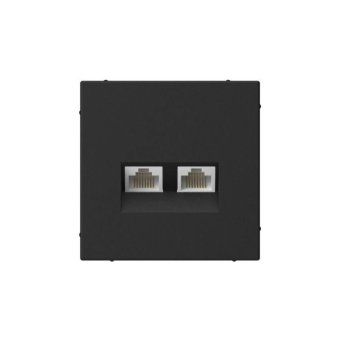 розетка компьютерная 2-м artgallery rj45 + rj45 кат.5e механизм карбон se gal001085 от магазина Штепсель и батарейка.