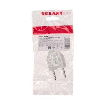 вилка прямая 6а плоская без заземл. бел. rexant 11-8946 от магазина Штепсель и батарейка. - фото_5