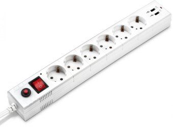 удлинитель с сетевым фильтром 6х1.8м с заземл. 10а ip20 bu-sp1.8_usb_2a-w 2.2квт cca бел. buro 992309 от магазина Штепсель и батарейка.