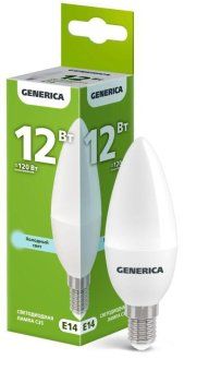 лампа светодиодная c35 12вт свеча 6500к e14 230в generica ll-c35-12-230-65-e14-g от магазина Штепсель и батарейка.