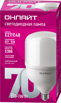 лампа светодиодная высокомощная 82 906 oll-t140-70-230-840-e27e40 70вт 4000к нейтр. бел. e27/e40 5300лм 176-264в онлайт 82906 от магазина Штепсель и батарейка. - фото_2