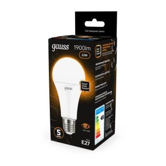 лампа светодиодная black 22вт a70 грушевидная 3000к тепл. бел. e27 1900лм gauss 102502122 от магазина Штепсель и батарейка. - фото_6