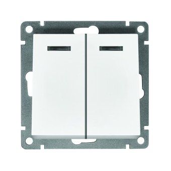 выключатель 2-кл. сп афина 10а ip20 с подсветкой механизм бел. universal a0123 от магазина Штепсель и батарейка.
