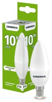 лампа светодиодная c35 10вт свеча 4000к e14 230в generica ll-c35-10-230-40-e14-g от магазина Штепсель и батарейка.