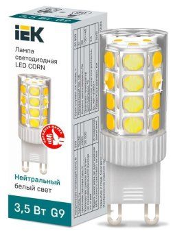 лампа светодиодная corn 3.5вт капсульная 4000к нейтр. бел. g9 230в керамика iek lle-corn-4-230-40-g9 от магазина Штепсель и батарейка.