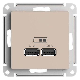 розетка usb atlasdesign тип a+a 5в/2.1а 2х5в/1.05а механизм песочн. se atn001233 от магазина Штепсель и батарейка. - фото_3