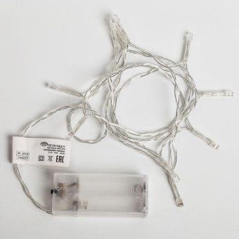 гирлянда светодиодная универсальная 1.2м 10led тепл. бел. 0.1вт ip20 провод пвх прозр. элементы питания 2хaa (не в компл.) neon-night 303-073 от магазина Штепсель и батарейка. - фото_5