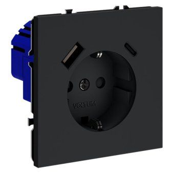 розетка 1-м сп s70 16а с usb a+с с заземл. защ. шторки механизм графит voltum vls040507 от магазина Штепсель и батарейка. - фото_4