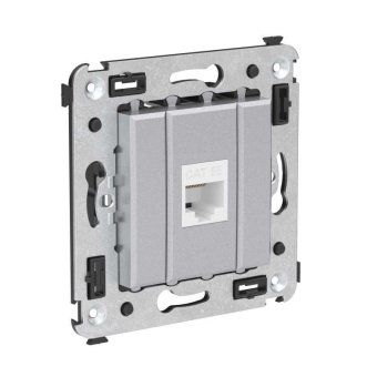 розетка компьютерная 1-м сп avanti "закаленная сталь" rj45 кат.5e без шторок механизм dkc 4404663 от магазина Штепсель и батарейка. - фото_2