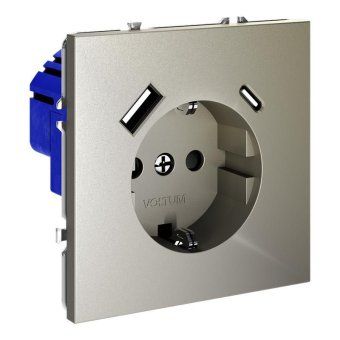 розетка 1-м сп s70 16а с usb a+с с заземл. защ. шторки механизм шелк voltum vls040504 от магазина Штепсель и батарейка. - фото_2