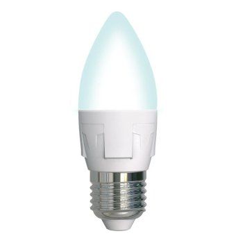 лампа светодиодная led-c37 7w/4000k/e27 /fr/dim plp01wh яркая 7вт матовая 4000к нейтр. бел. e27 диммир. (упак. картон) uniel ul-00004295 от магазина Штепсель и батарейка.