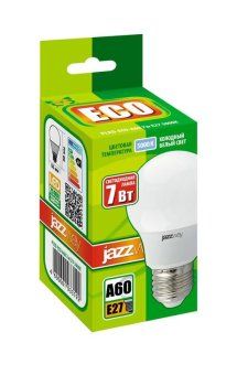 лампа светодиодная pled-eco 7вт a60 грушевидная 5000к холод. бел. e27 570лм 230в jazzway 1033192 от магазина Штепсель и батарейка. - фото_2