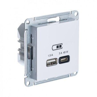 розетка usb atlasdesign тип a+c 45вт qc pd высокоскор. зу механизм бел. se atn000129 от магазина Штепсель и батарейка.