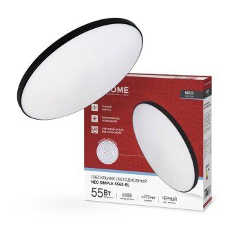 светильник светодиодный neo simple-5565-bl 55вт 6500к 4400лм 230в 375х59мм черн. in home 4690612060835 от магазина Штепсель и батарейка.