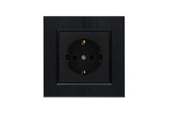 розетка 1-м karea line star с заземл. чер. makel 86054028 от магазина Штепсель и батарейка.