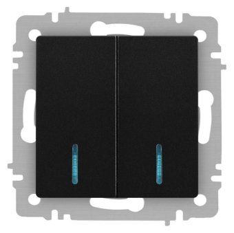 выключатель accent 6-105-05 двойн. с подсветкой 10а-250в ip20 су al/cu антрацит intro б0063516 от магазина Штепсель и батарейка.