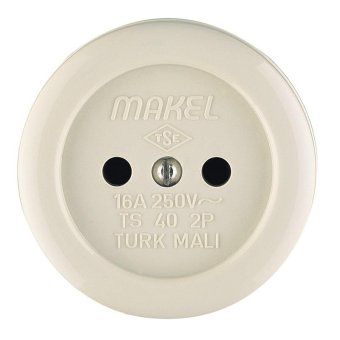 розетка 1-м оп 16а ip20 круглая без заземл. керамика беж. makel 16012 от магазина Штепсель и батарейка.