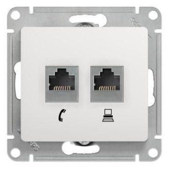розетка компьютерная + телефонная 2-м сп glossa rj45 + rj11 кат.5e механизм бел. se gsl000185 от магазина Штепсель и батарейка.