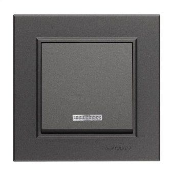 выключатель 1-кл. сп karea 10а ip20 дым. металлик с подсветкой makel 56050021 от магазина Штепсель и батарейка.