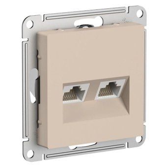 розетка компьютерная 2-м atlasdesign rj45+rj45 кат.5e механизм песочн. se atn001285 от магазина Штепсель и батарейка.