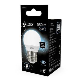 лампа светодиодная black 6.5вт p45 шар 4100к нейтр. бел. e27 550лм gauss 105102207 от магазина Штепсель и батарейка. - фото_5