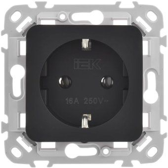 розетка сп flite рс11-1-флч 16а с заземл. без защ. шторок безвинтовое крепление механизм черн. iek fi-r11-16-1-k02 от магазина Штепсель и батарейка. - фото_2