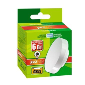 лампа светодиодная pled-eco 6вт таблетка матовая 5000к холод. бел. gx53 460лм 230в jazzway 2852007 от магазина Штепсель и батарейка. - фото_2