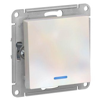 выключатель 1-кл. сп atlasdesign 10а ip20 (сх. 1а) 10ax с подсветкой механизм жемчуж. se atn000413 от магазина Штепсель и батарейка.