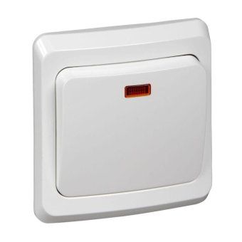 выключатель 1-кл. сп этюд 10а ip20 с подсветкой бел. se bc10-005b от магазина Штепсель и батарейка.