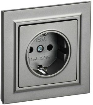 розетка сп brite рср14-1-0-брс 16а в сборе с заземл. защ. шторки сталь iek br-r14-16-k46-f от магазина Штепсель и батарейка.