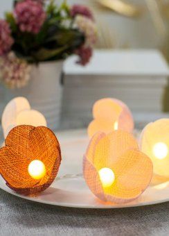 гирлянда светодиодная "цветы" красн. гамма 10led ткань тепл. бел. 1.8+0.3м космос koc_gir-b109 от магазина Штепсель и батарейка.