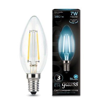 лампа светодиодная филаментная black filament 7вт свеча 4100к нейтр. бел. e14 580лм gauss 103801207 от магазина Штепсель и батарейка. - фото_2