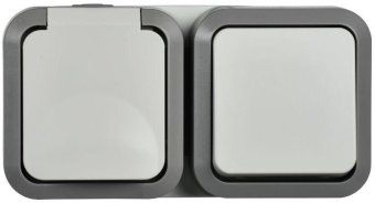 блок оп розетка + выключ. горизонт. tors 16а ip55 ts242 бел. iek ts-g10-6-55-v-k41 от магазина Штепсель и батарейка.