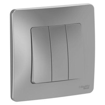 выключатель 3-кл. сп blanca 10а ip20 (сх. 1+1+1) 250в алюм. se blnvs100503 от магазина Штепсель и батарейка.