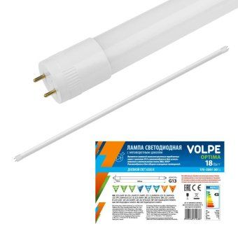 лампа светодиодная optima led-t8-24w/dw/g13/fr/fix/o 24вт матовая 6500к холод. бел. g13 неповорот. (упак. рукав) volpe ul-00003087 от магазина Штепсель и батарейка.