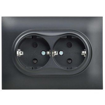 розетка 2-м skandy 16а с заземл. защ. шторки в сборе sk-r07bl черн. iek sk-r24-16-k02-f от магазина Штепсель и батарейка. - фото_2