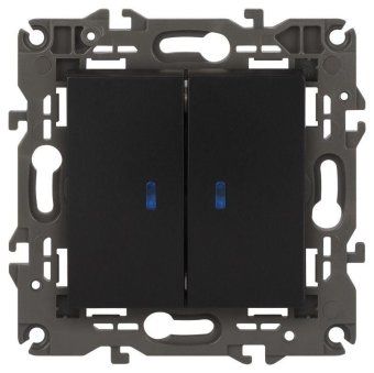 выключатель 2-кл. сп elegance 14-1105-05 10а ip20 250в 10ax с подсветкой механизм антрацит эра б0034241 от магазина Штепсель и батарейка.