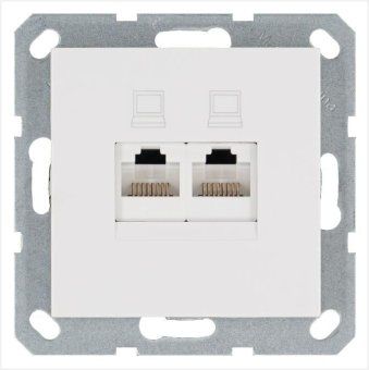 розетка компьютерная 2-м rj45 ip20 кат. 5e механизм бел. глянцевый jasmart g6106w от магазина Штепсель и батарейка.