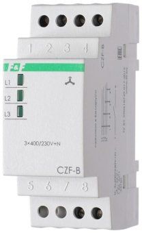 реле контроля фаз czf-b (3х400/230+n 8а 1перекл. ip20 монтаж на din-рейке) f&f ea04.001.002 от магазина Штепсель и батарейка.