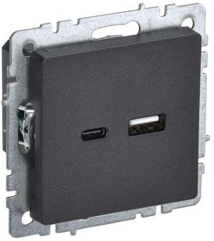 розетка brite usb a+c 18вт рю11-1-брч механизм черн. iek br-u22-018-k02 от магазина Штепсель и батарейка.