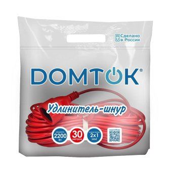 удлинитель-шнур 1х30м без заземл. 10а ip20 2.2квт пвс 2х1 domtok 2490 от магазина Штепсель и батарейка. - фото_2